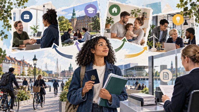 An American holding a passport considers four routes into Danish life: work, study, family and an innovative business.